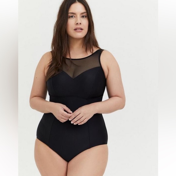Wireless Mesh High Neck One
Piece Swimsuit - Picture 1 of 6